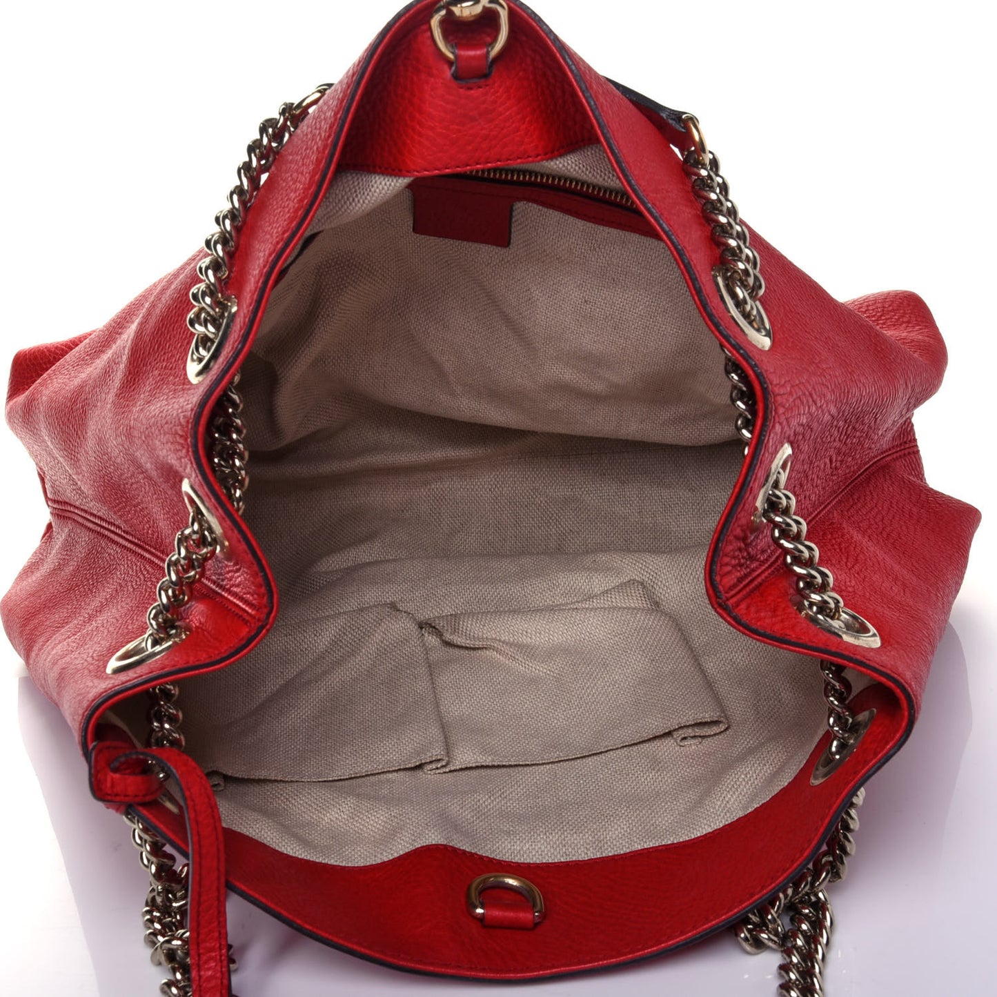 Pebbled Calfskin Medium Soho Chain Shoulder Bag Tabasco Red
