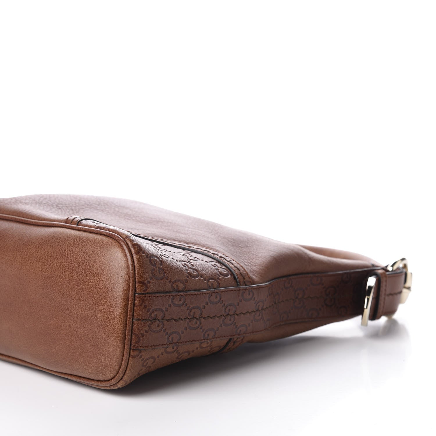 Gucci Pebbled Calfskin Guccissima Trim Medium Signoria Hobo Brown 6 of 11