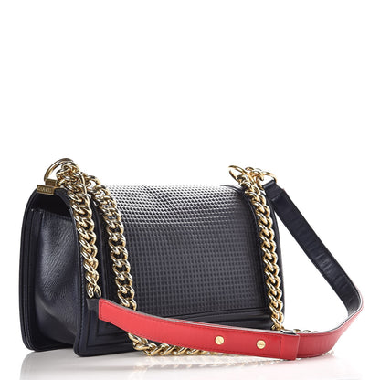 Chanel Lambskin Embossed Medium Boy Cube Flap Navy 3 of 10