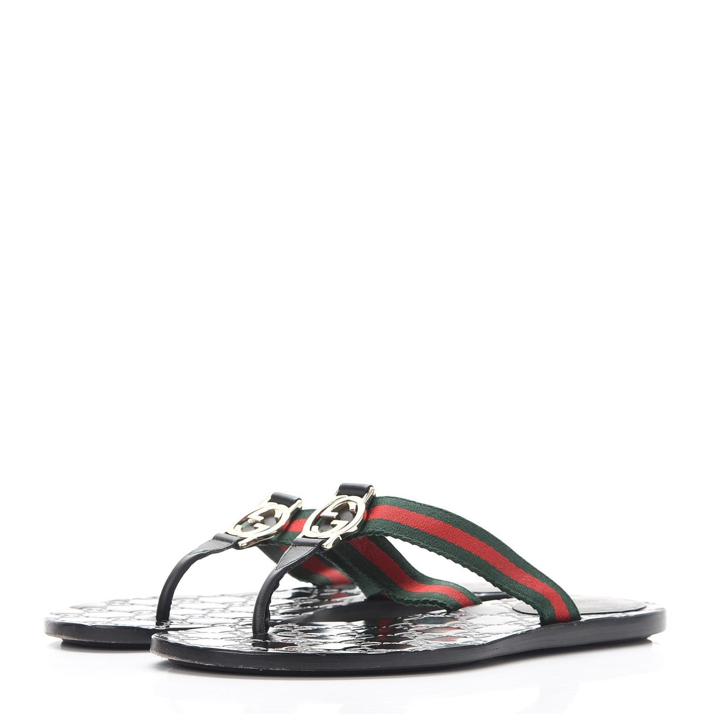 Nylon Guccissima Web Womens Thong Sandals 37 Green Red Black