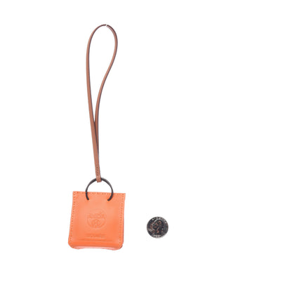 Hermes Milo Lambskin Swift Shopping Bag Charm Feu Gold 2 of 3