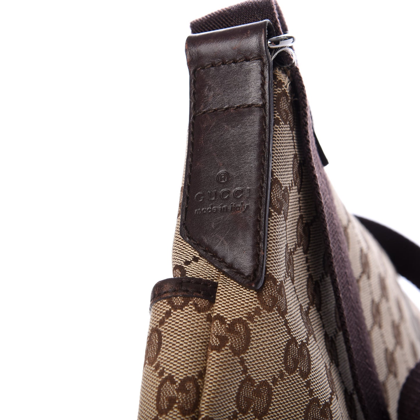 Monogram Calfskin Perforated Medium Flat Messenger Bag Dark Brown