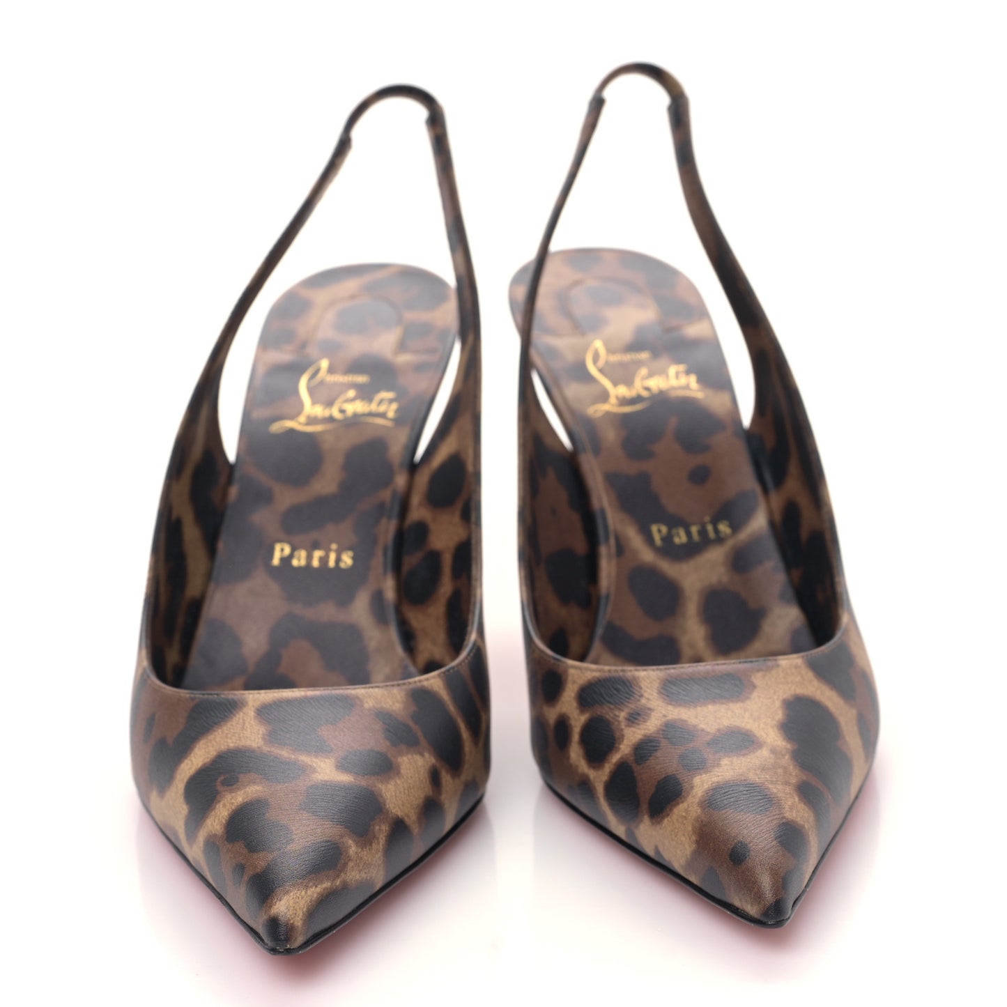 Calfskin Leopard Kate Slingback 85 Pumps 39.5 Brown