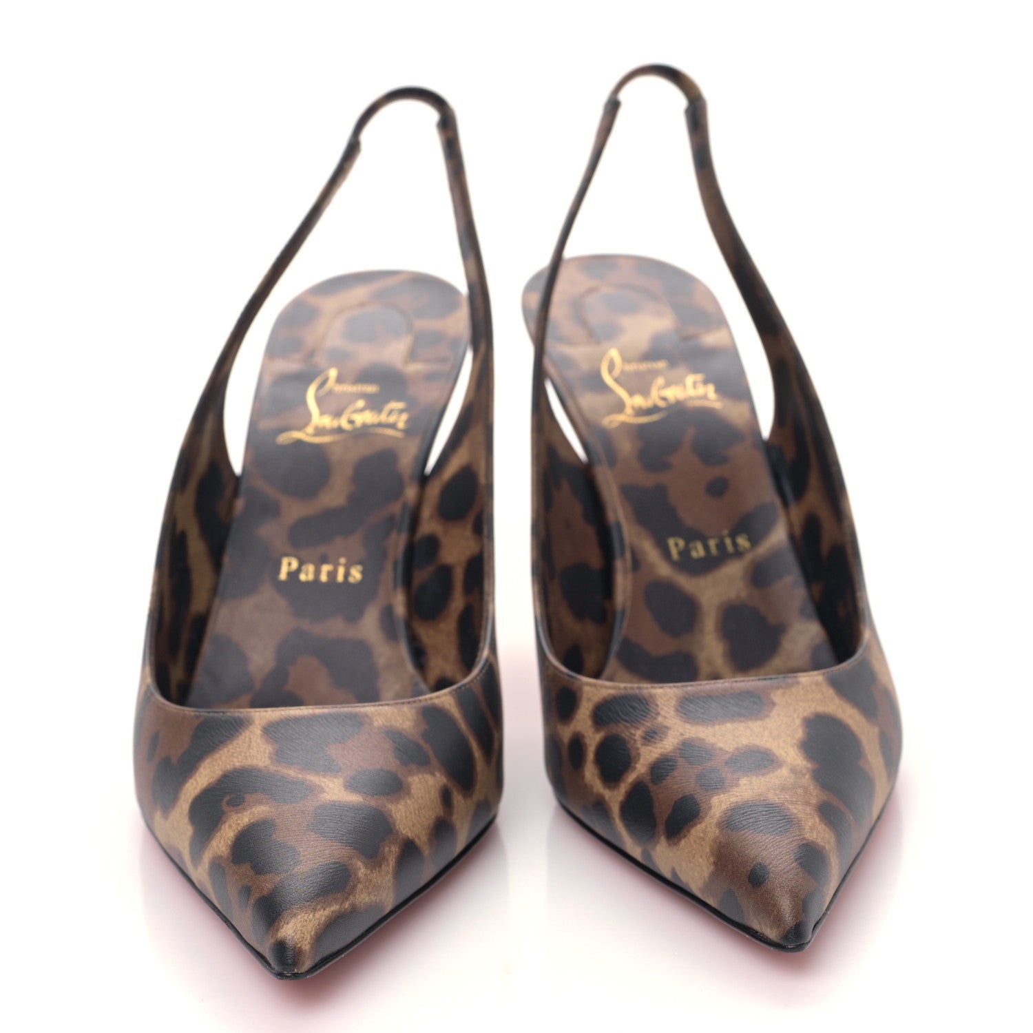 Christian Louboutin Calfskin Leopard Kate Slingback 85 Pumps 39.5 Brown 2 of 8