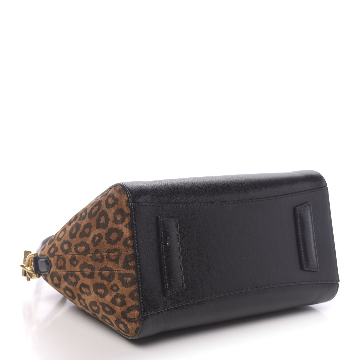 Suede Goatskin Leopard Small Antigona Black Chestnut