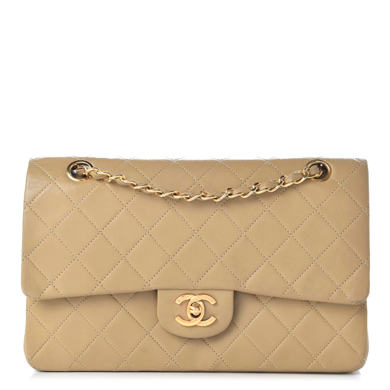 Chanel Lambskin Quilted Medium Double Flap Beige 1 of 11