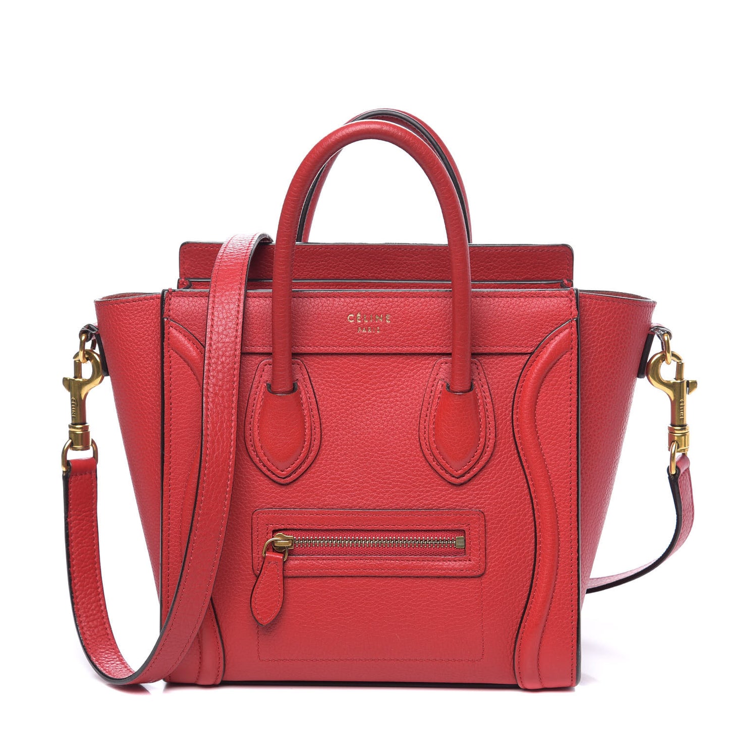 Drummed Calfskin Nano Luggage Red