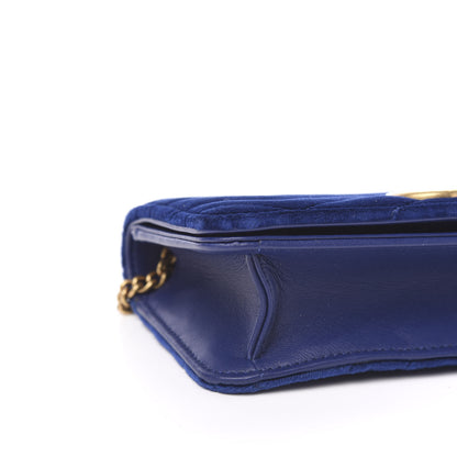 Gucci Velvet Matelasse GG Marmont Mini Bag Cobalt Blue 6 of 8