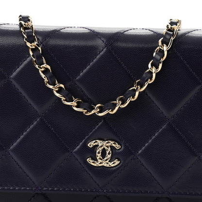 Chanel Lambskin Quilted Wallet On Chain WOC Purple 10 of 13