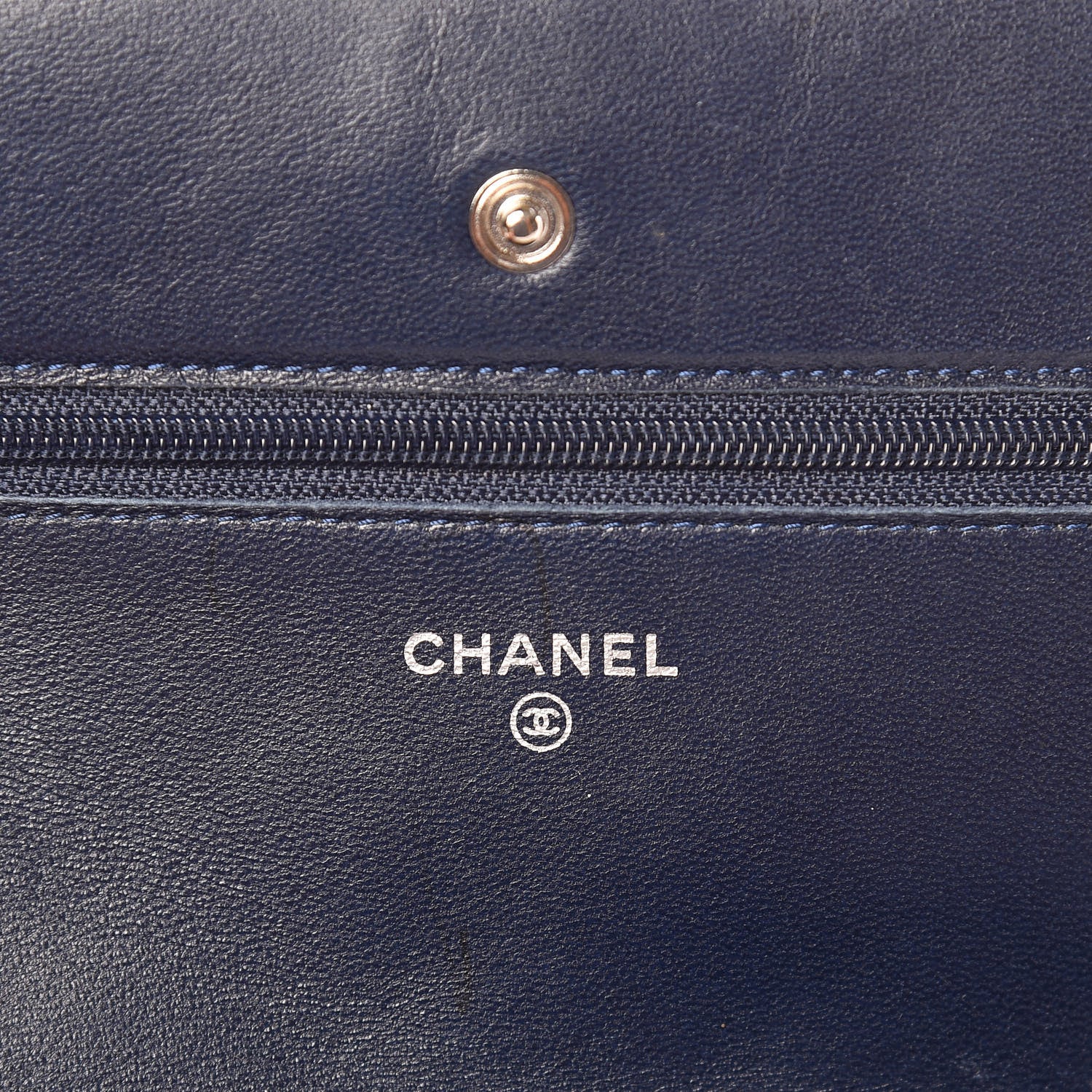 Chanel Patent Quilted Wallet On Chain WOC Blue 6 of 11