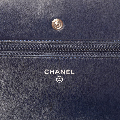 Chanel Patent Quilted Wallet On Chain WOC Blue 6 of 11