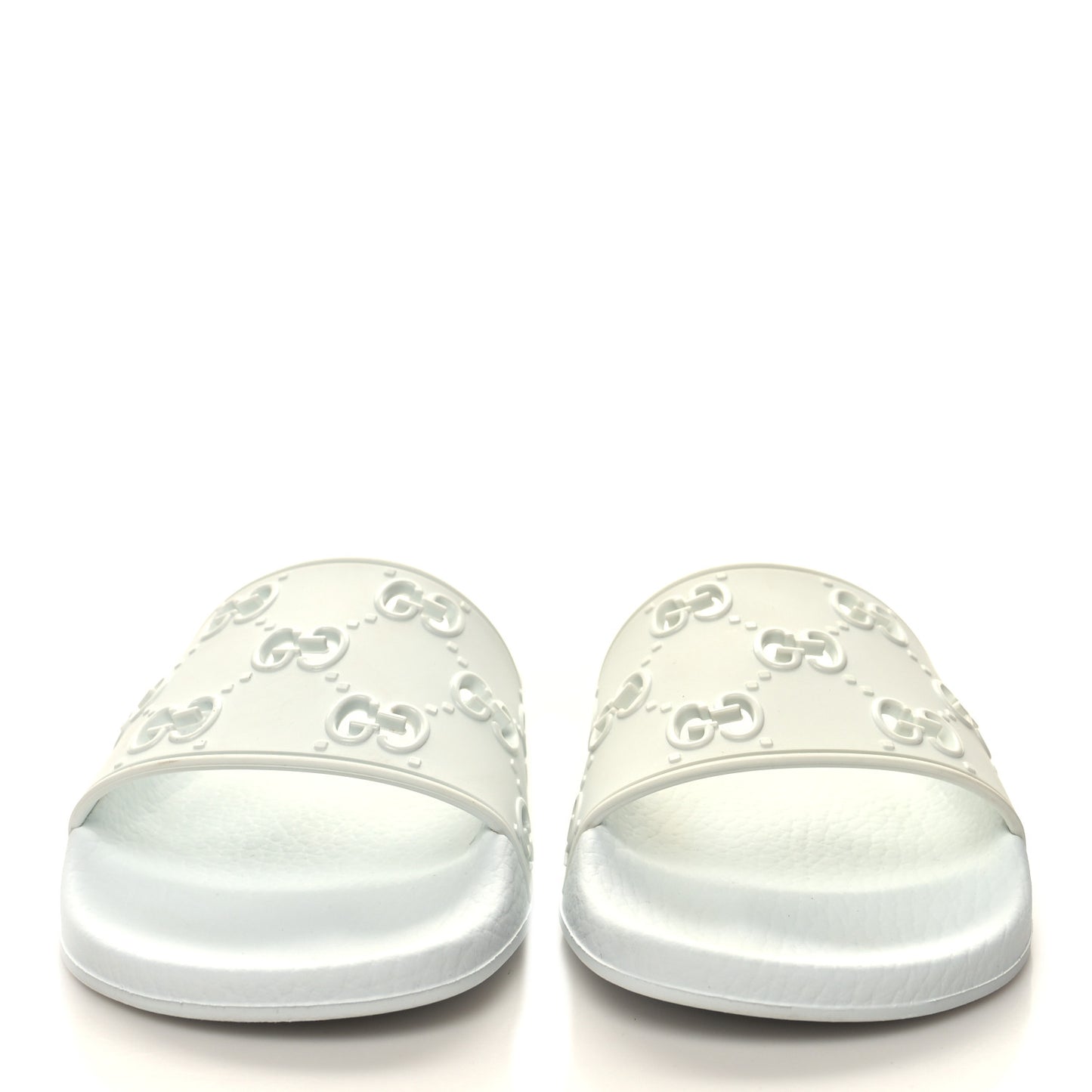 Rubber GG Monogram Perforated Womens Slide Sandals 37 Great White
