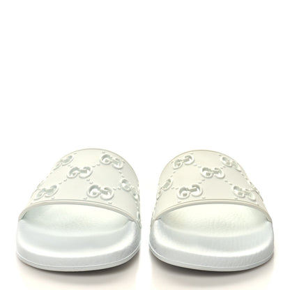 Gucci Rubber GG Monogram Perforated Womens Slide Sandals 37 Great White 2 of 9