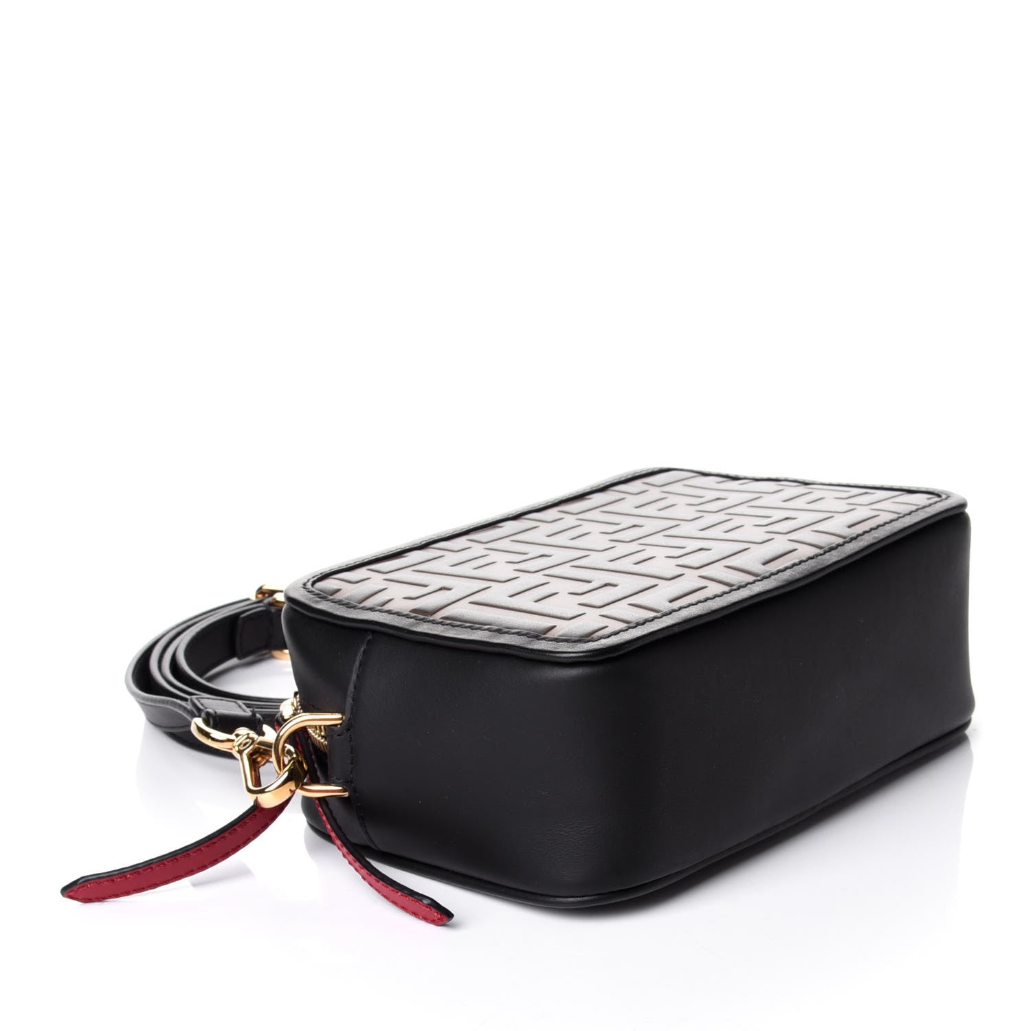 Fendi Vitello Century Bi-Color FF 1974 Embossed Mini Camera Case Maya Black 4 of 10