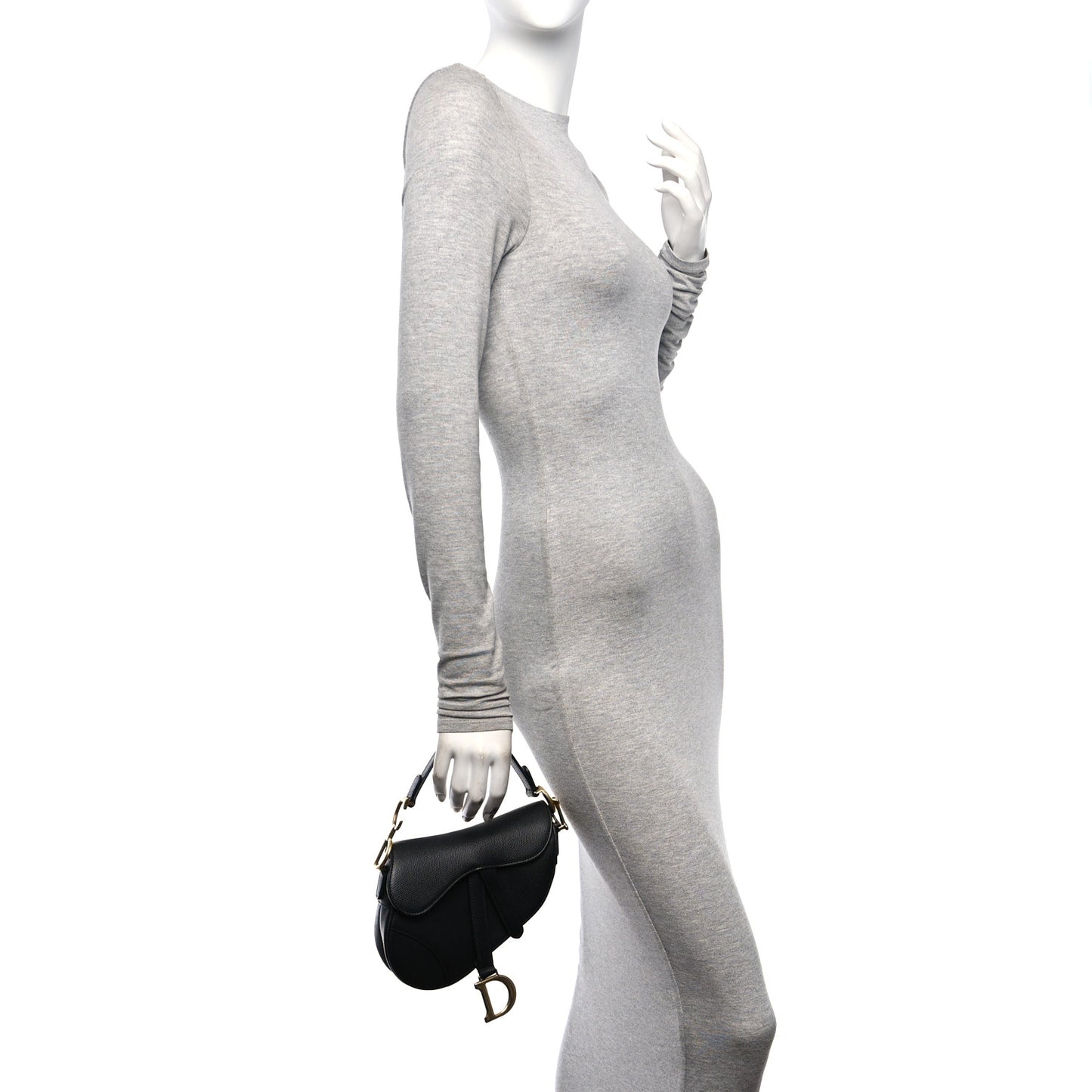 Grained Calfskin Mini Saddle Bag Black