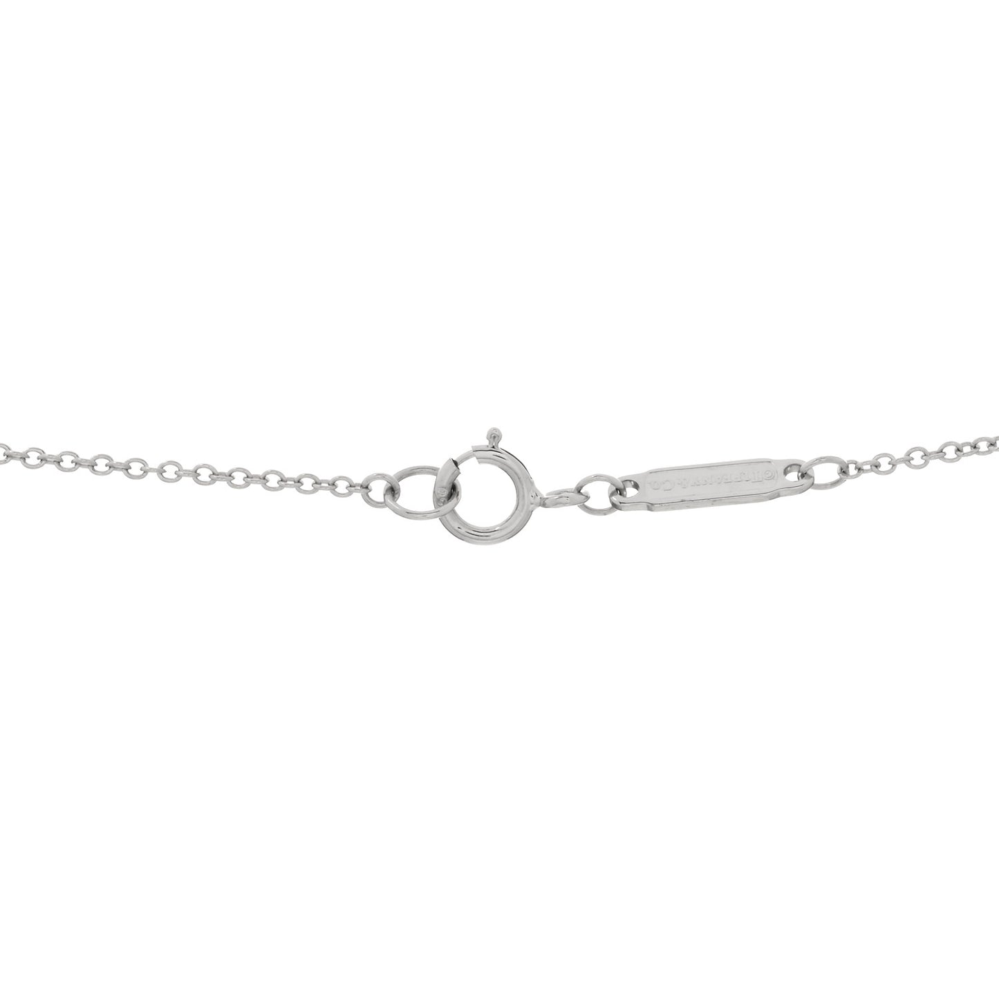18K White Gold Diamond Tiffany T Baguette Pendant Necklace