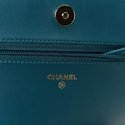 Chanel Caviar Quilted Boy Wallet On Chain WOC Blue 6 of 11
