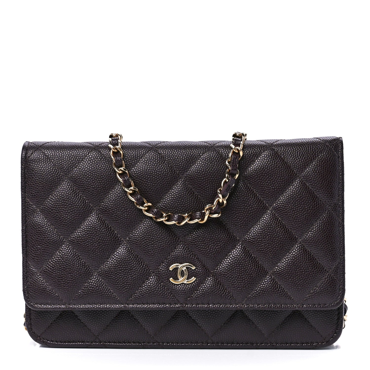 Chanel Caviar Quilted Wallet on Chain WOC Dark Brown 1 of 13