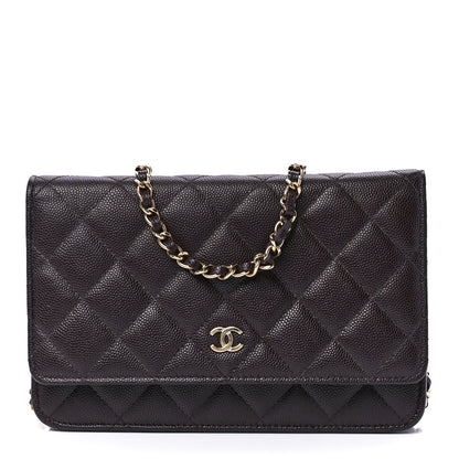Chanel Caviar Quilted Wallet on Chain WOC Dark Brown 1 of 13