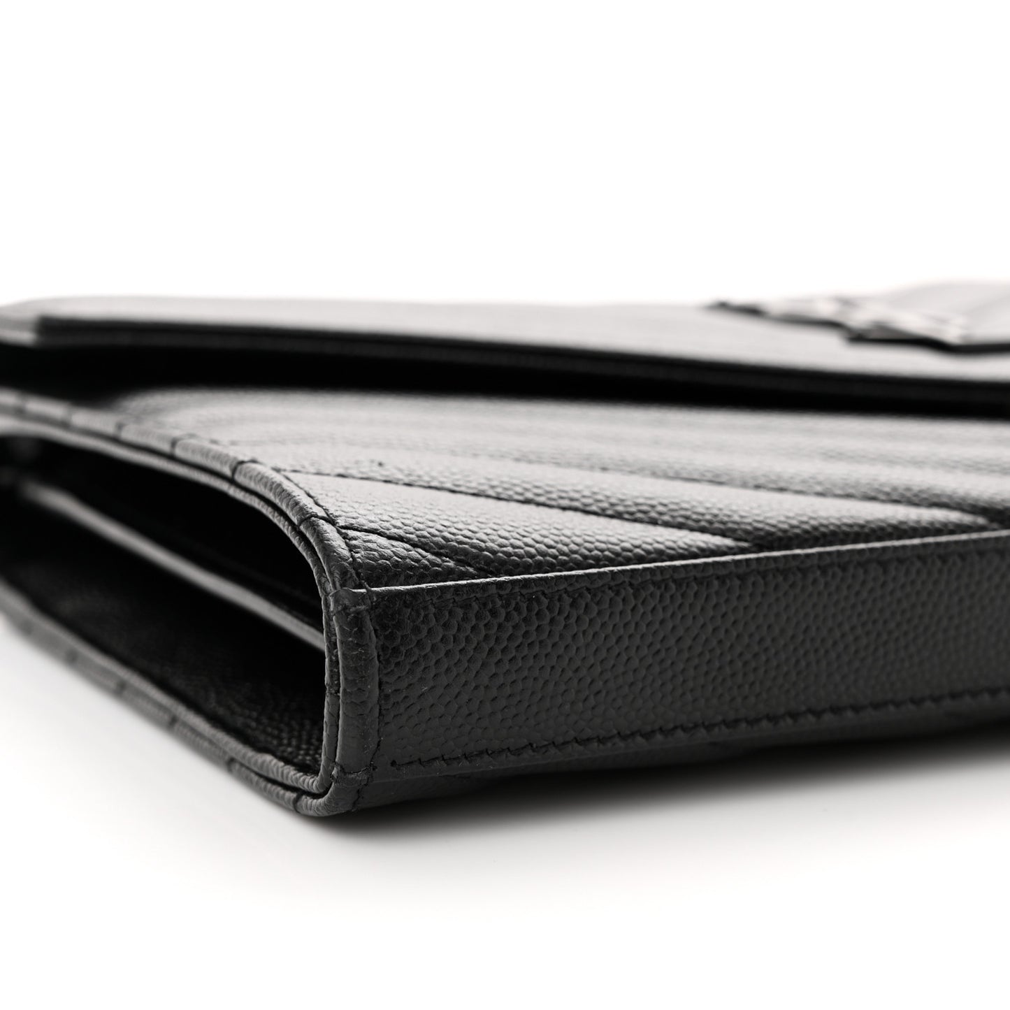 Grain De Poudre Matelasse Chevron Monogram Monochrome Chain Wallet Black