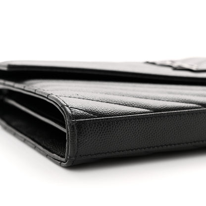Saint Laurent Grain De Poudre Matelasse Chevron Monogram Monochrome Chain Wallet Black 8 of 14
