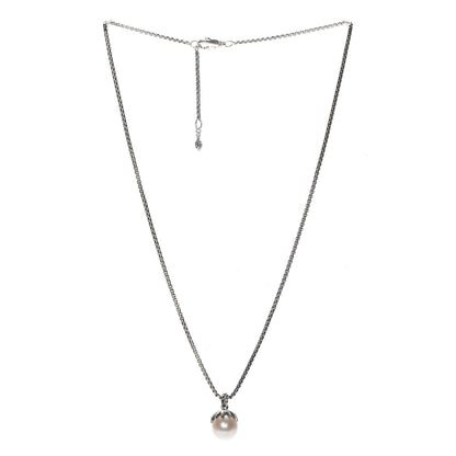 David Yurman Sterling Silver Diamond Pearl 10mm Starburst Pendant Necklace 3 of 6
