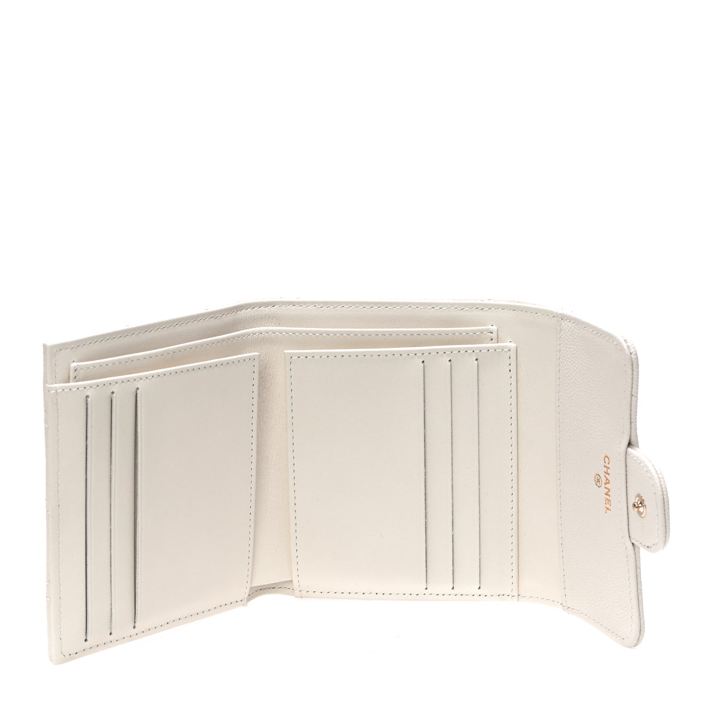 Caviar Quilted Compact Flap Wallet White