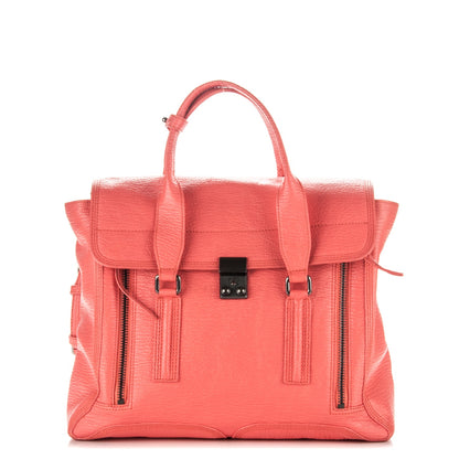 3.1 Phillip Lim 3.1 Textured Calfskin Large Pashli Satchel Coral 1 of 11