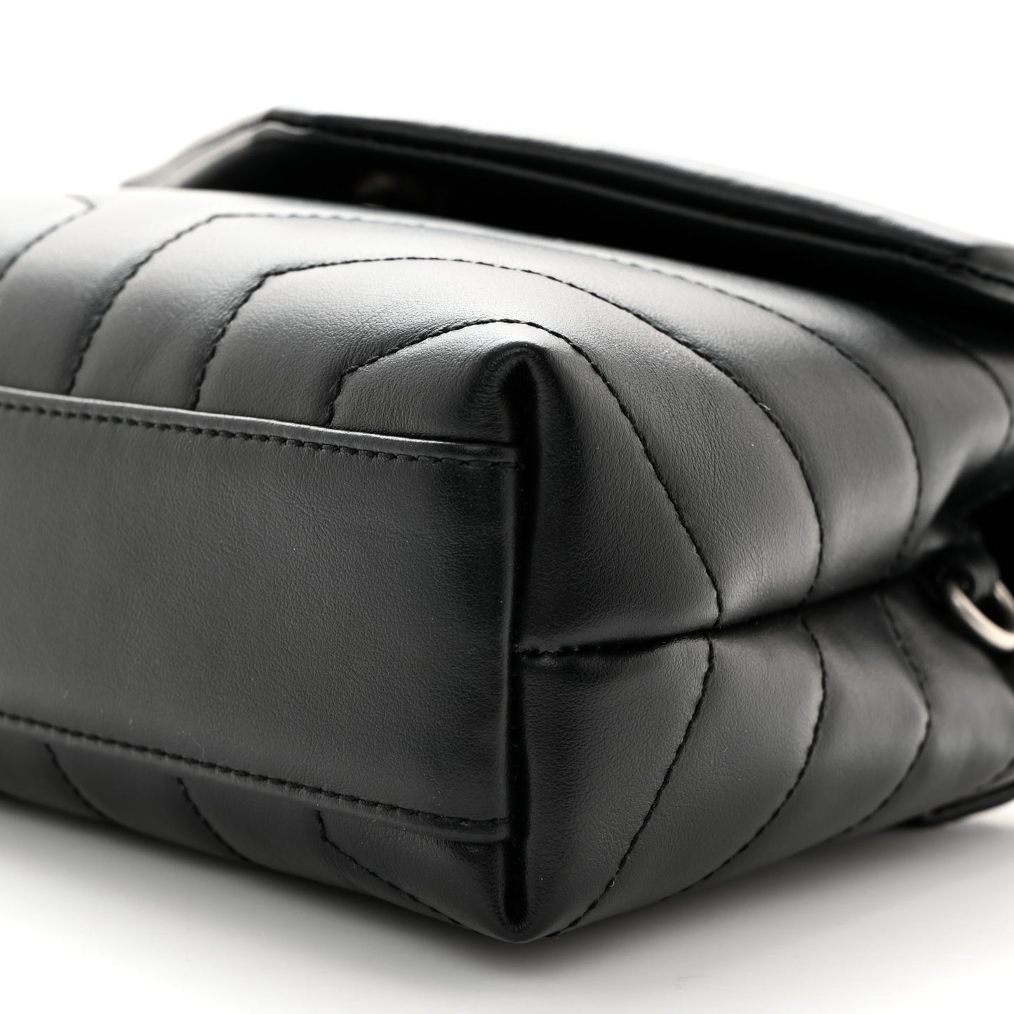 Calfskin Y Quilted Monogram Toy Loulou Crossbody Bag Black