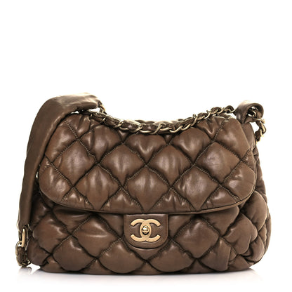 Chanel Lambskin Bubble Quilt Flap Brown 1 of 14