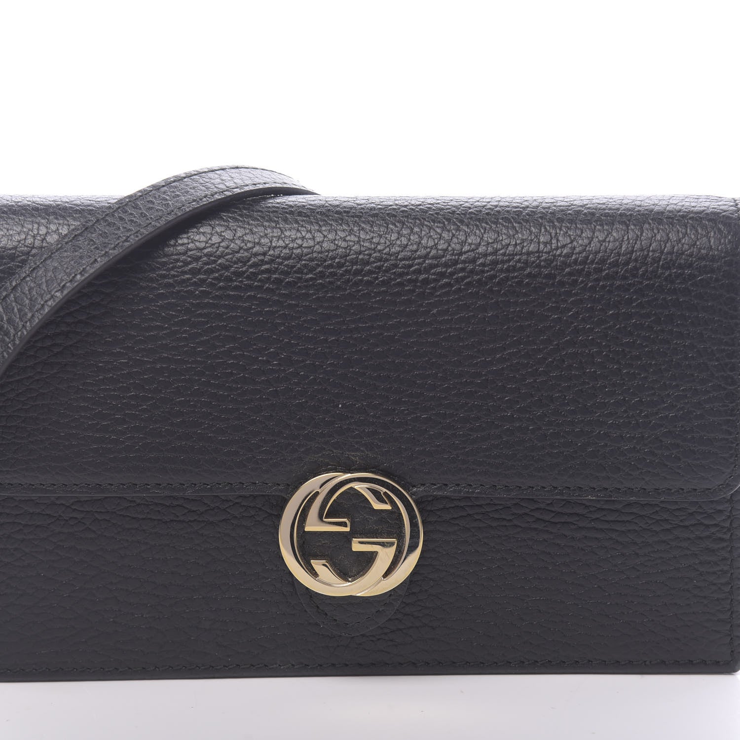 Gucci Dollar Calfskin Interlocking G Chain Wallet Black 9 of 10