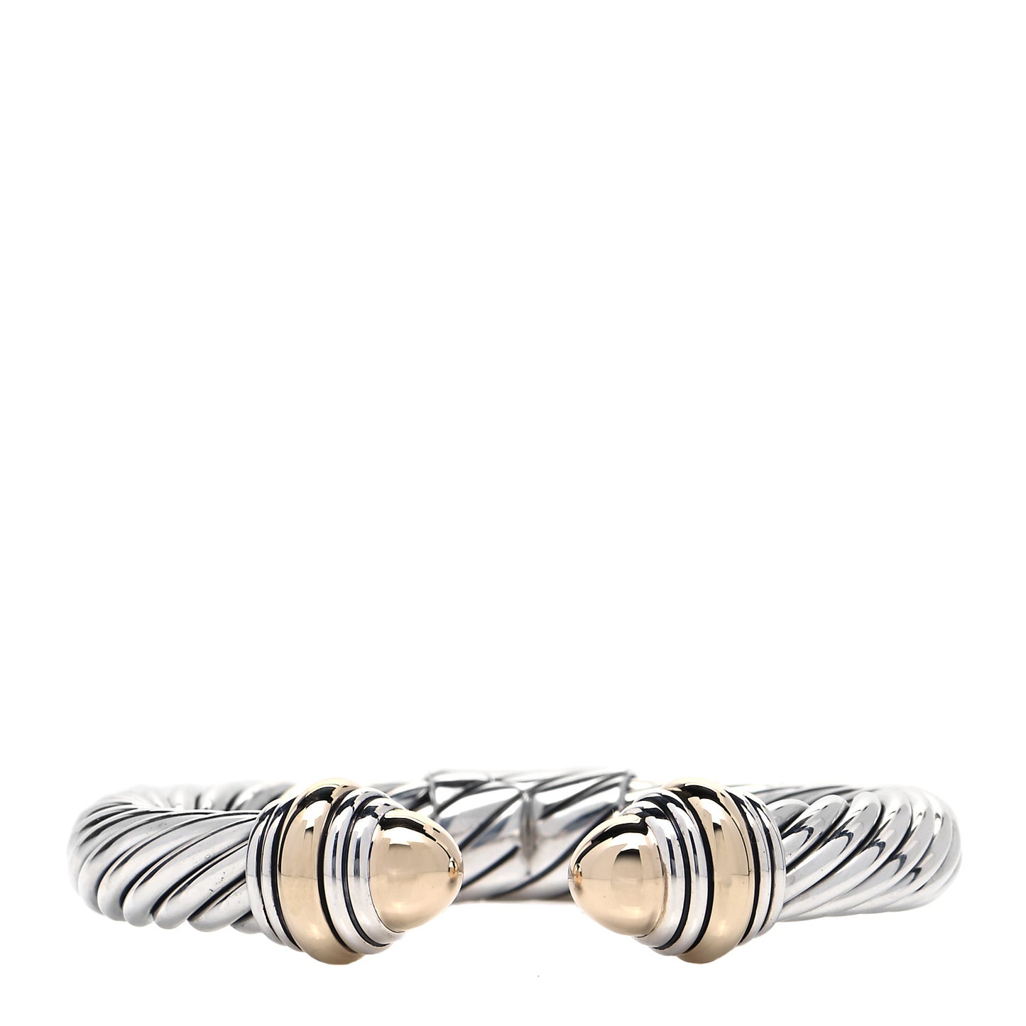 Sterling Silver 14K Yellow Gold 10mm Cable Classics Bracelet