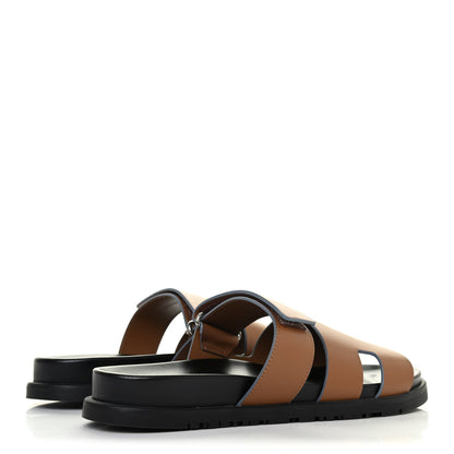 Hermes Calfskin Womens Chypre Sandals 40 Gold 3 of 4