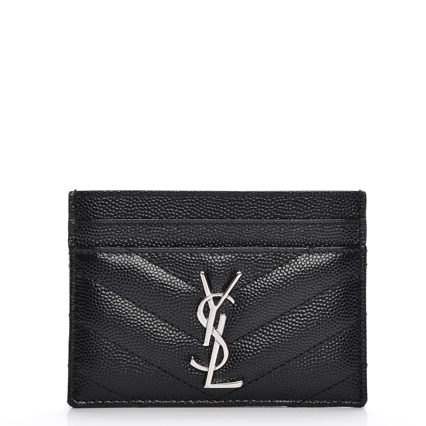 Grain De Poudre Matelasse Chevron Monogram Credit Card Case Black