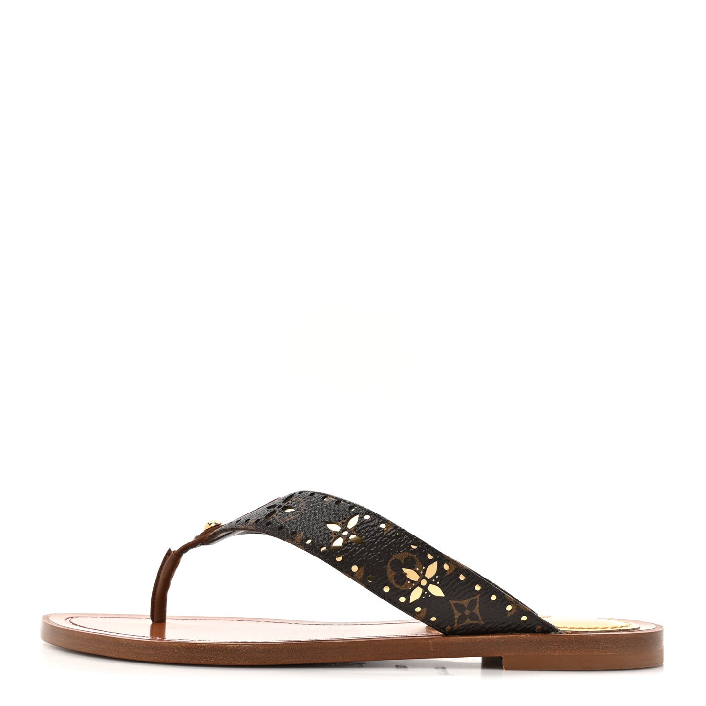 Monogram Sunny Flat Thong Sandals 35.5 Brown