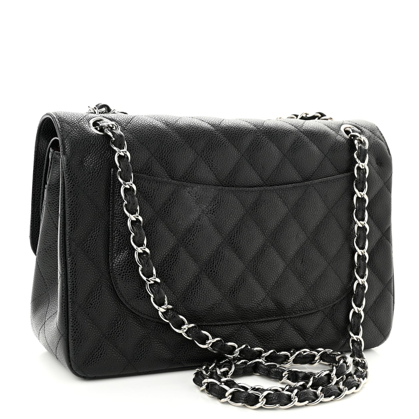 Caviar Quilted Jumbo Double Flap Black