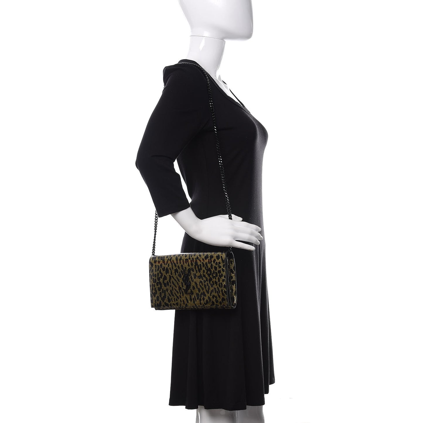 Patent Leopard Print Monogram Chain Wallet Leopard Black Gold