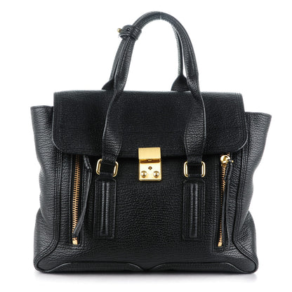 3.1 Phillip Lim 3.1 Textured Calfskin Medium Pashli Satchel Black 1 of 8