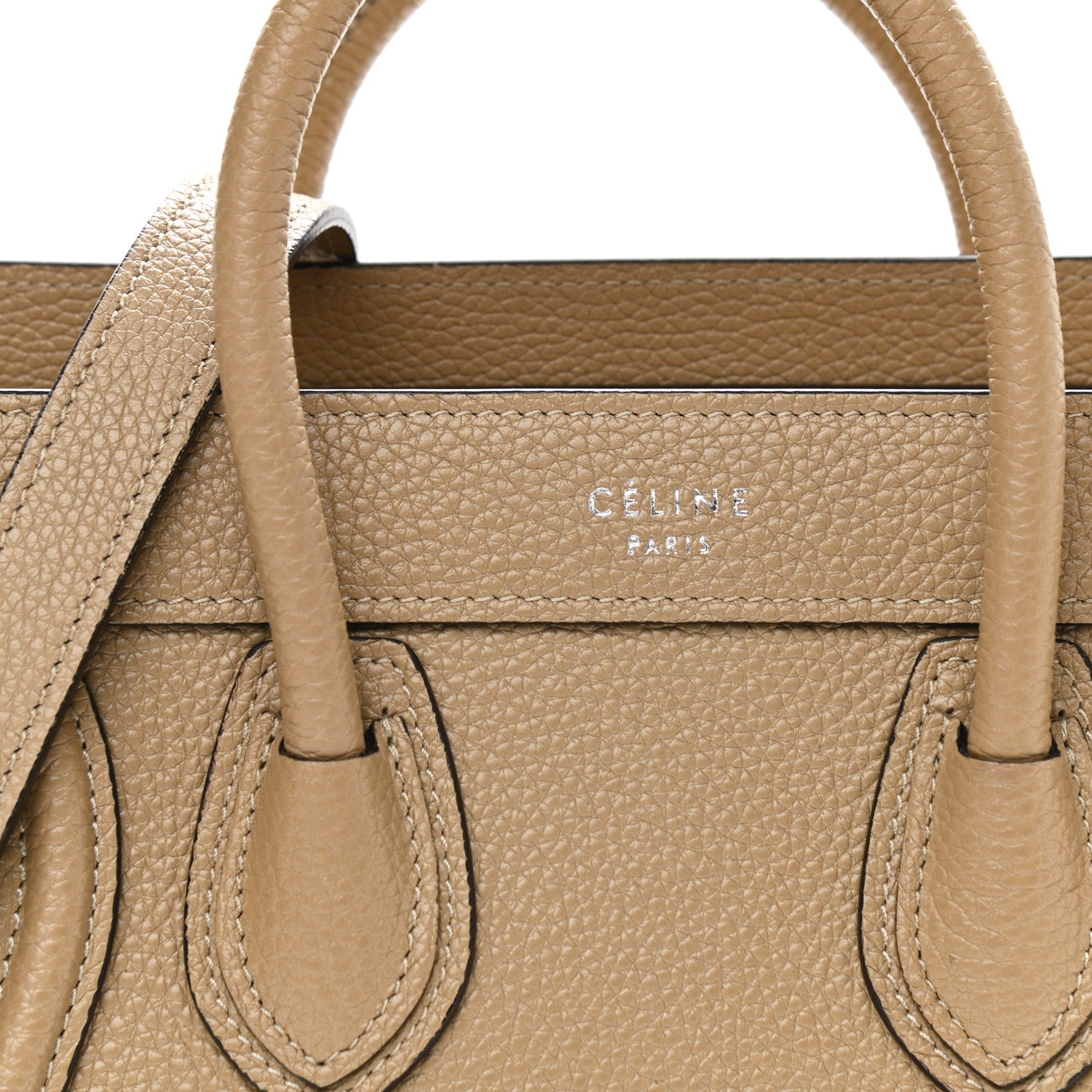 Celine Drummed Calfskin Nano Luggage Dune 8 of 10