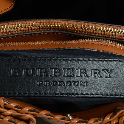 Burberry House Check Bridle Calfskin Medium Whipstitch Tote Light Tan 6 of 9