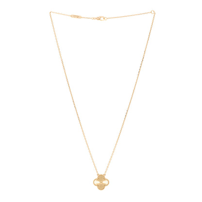 Van Cleef & Arpels 18K Yellow Gold Guilloche Vintage Alhambra Pendant Necklace 3 of 5