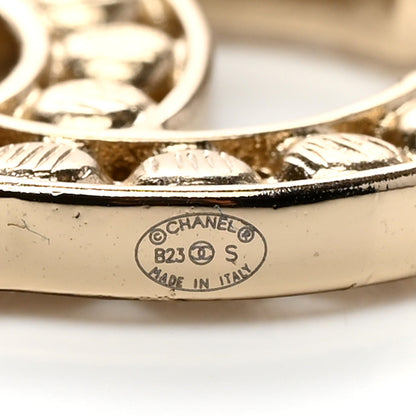 Chanel Metal Crystal Large CC Earrings Light Gold 4 of 4
