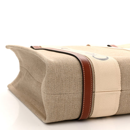 Chloe Cotton Calfskin Medium Woody Ribbon Tote White Brown 10 of 11