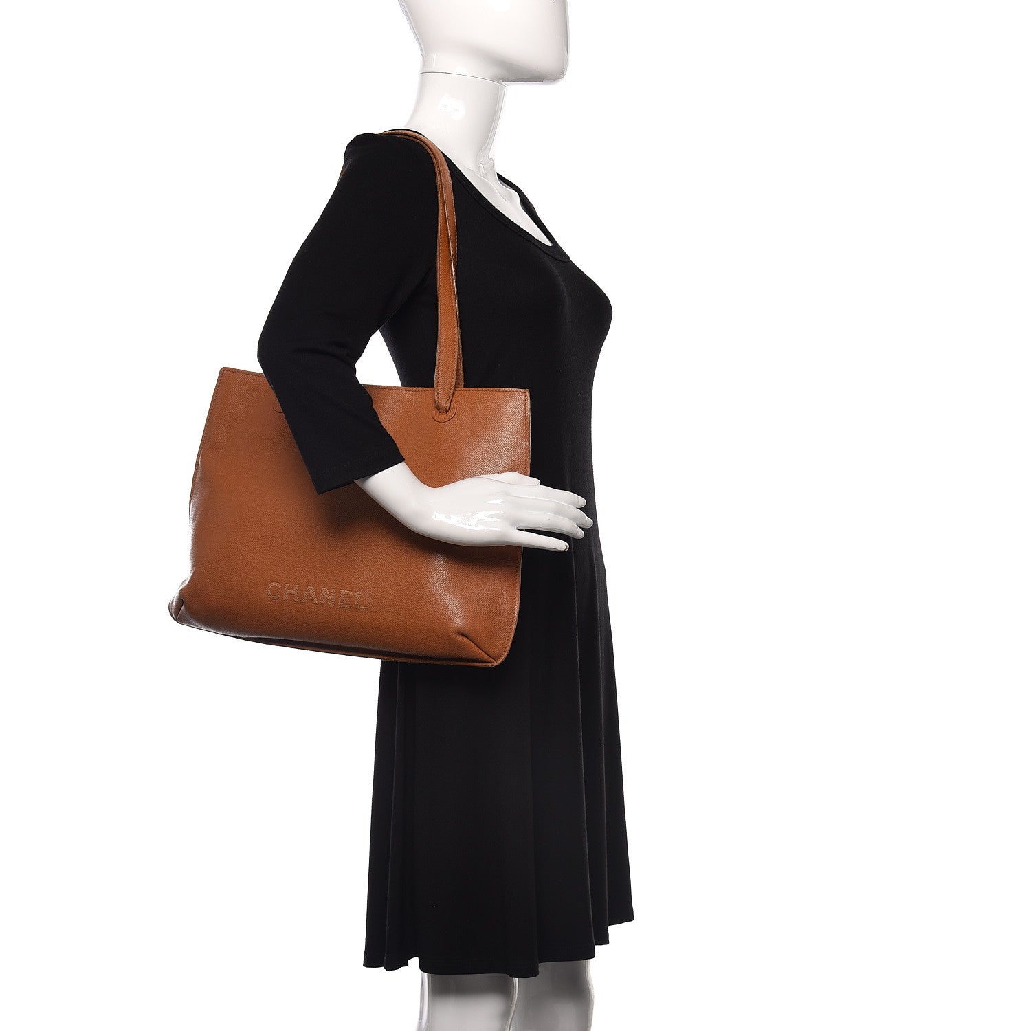 Chanel Grained Calfskin Logo Tote Brown 2 of 33