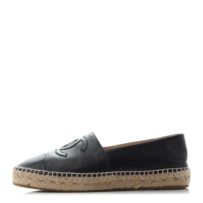Chanel Lambskin CC Espadrilles 38 Black 1 of 4
