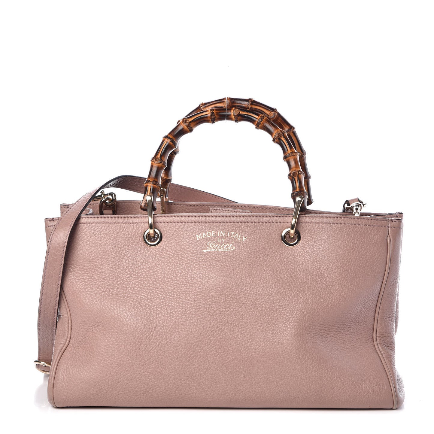 Pebbled Calfskin Medium Bamboo Shopper Tote Dark Cipria