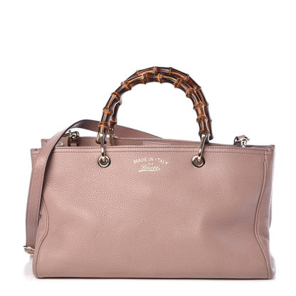 Gucci Pebbled Calfskin Medium Bamboo Shopper Tote Dark Cipria 1 of 11
