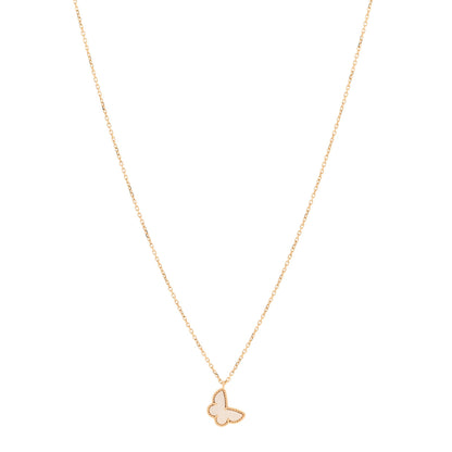 Van Cleef & Arpels 18K Yellow Gold Mother of Pearl Sweet Alhambra Butterfly Pendant Necklace 1 of 6