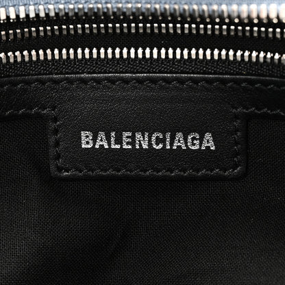Balenciaga Washed Frayed Denim Crystal Neo Cagole City Handbag Blue 6 of 11