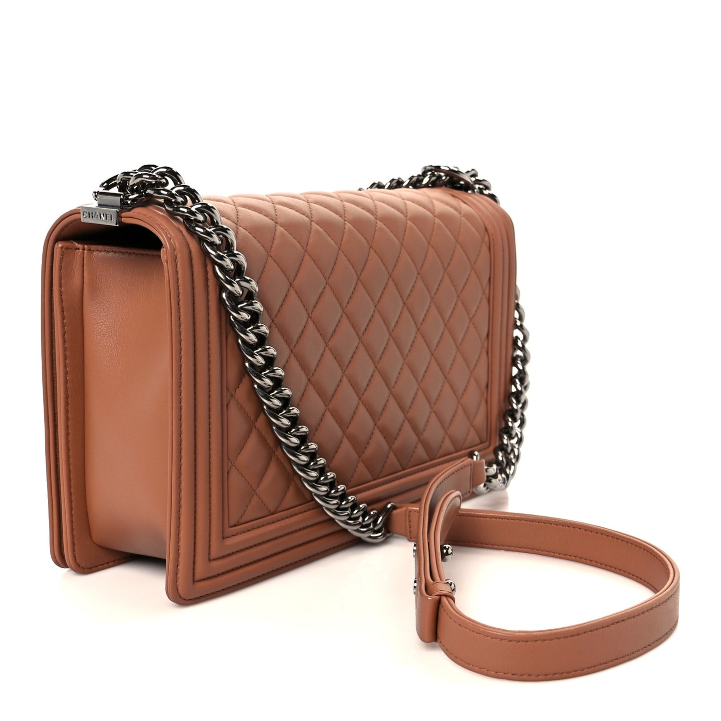 Calfskin Quilted New Medium Boy Flap Dark Beige